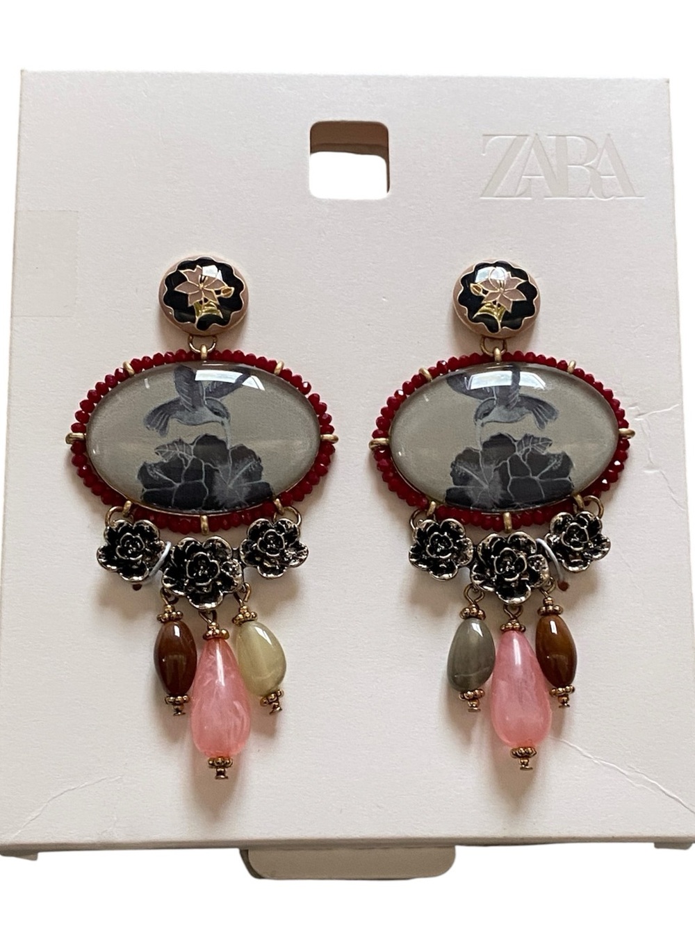 Zara women’s resin stone charm dangle statement earrings